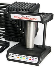 Imagen oficial de PowerBlock Commercial Pro 100 adjustable dumbbell system publicada por OECD 2