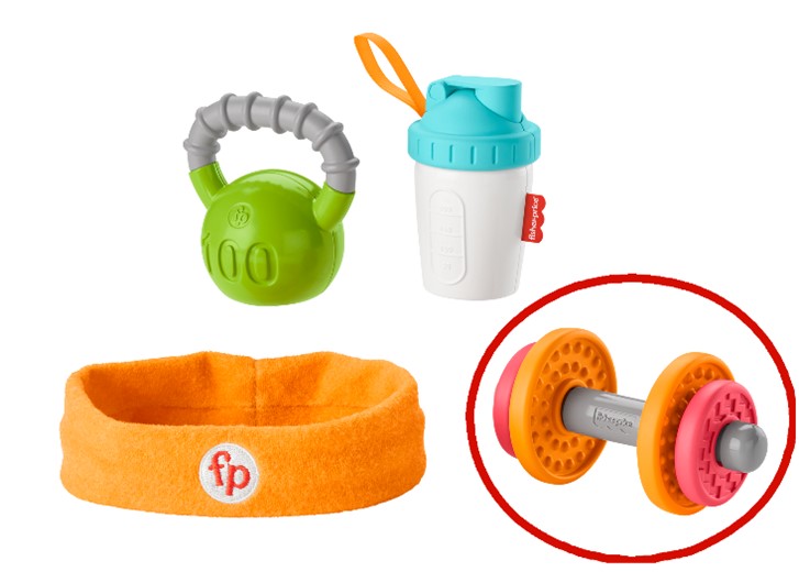 Imagen oficial de Dumbbell Toy from the Fisher-Price Baby Biceps Gift Set publicada por OECD 2