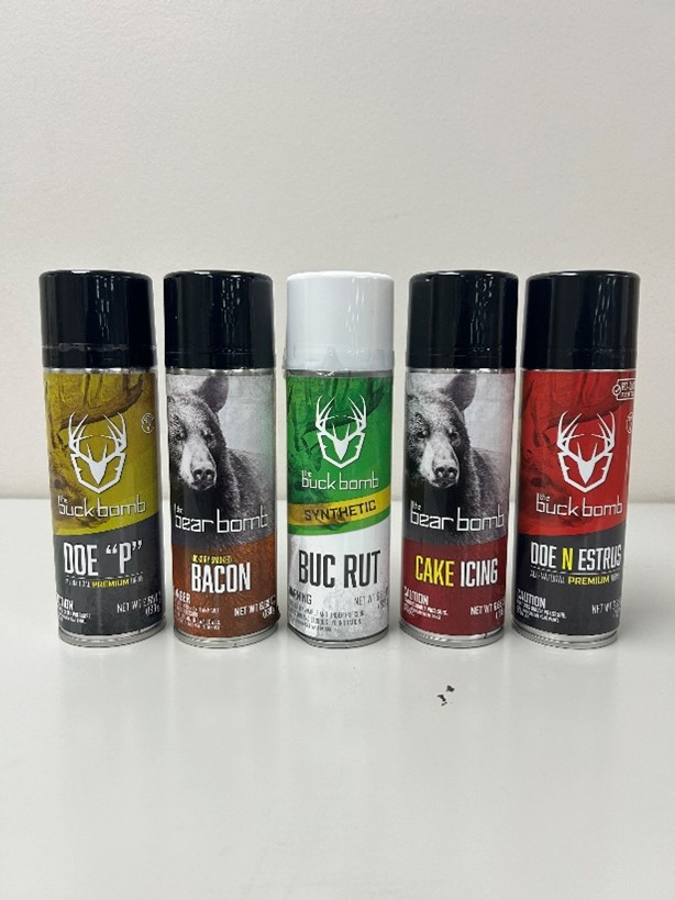 Imagen oficial de Various Buck Bomb attractant/scent products and other hunting related products publicada por OECD