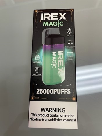 Imagen oficial de Irex magic 25000 puffs refillable vape publicada por OECD