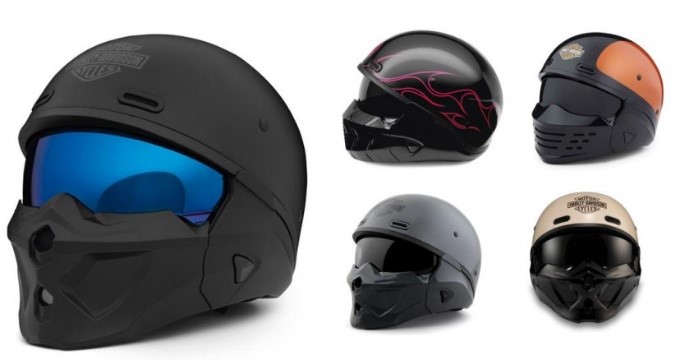 Imagen oficial de Scorpion EXO Covert X and Harley-Davidson HD-X07 motorcycle helmets publicada por OECD 2