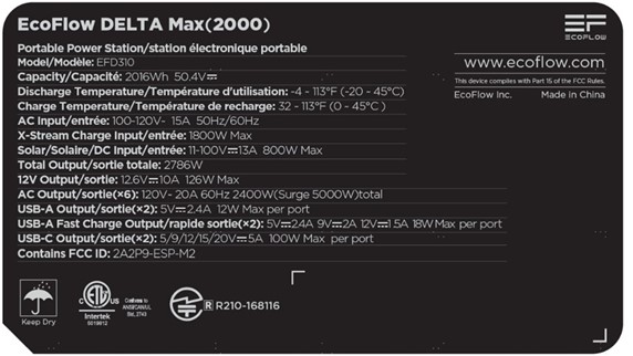 Imagen oficial de EcoFlow Delta Max 2000 Power Stations publicada por OECD 2