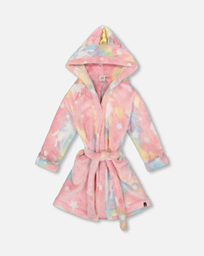 Imagen oficial de Deux par Deux Children’s Plush Glow in the Dark Bathrobe in Dinosaur and Unicorn Print publicada por OECD 2