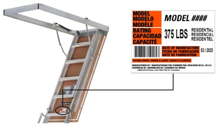 Imagen oficial de Louisville and Featherlite brand Attic Stairways with gas struts publicada por OECD 2