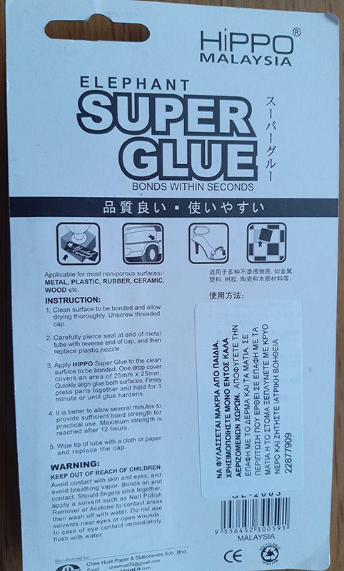 Imagen oficial de Glue ; HIPPO ; Elephant Super Glue publicada por OECD 2
