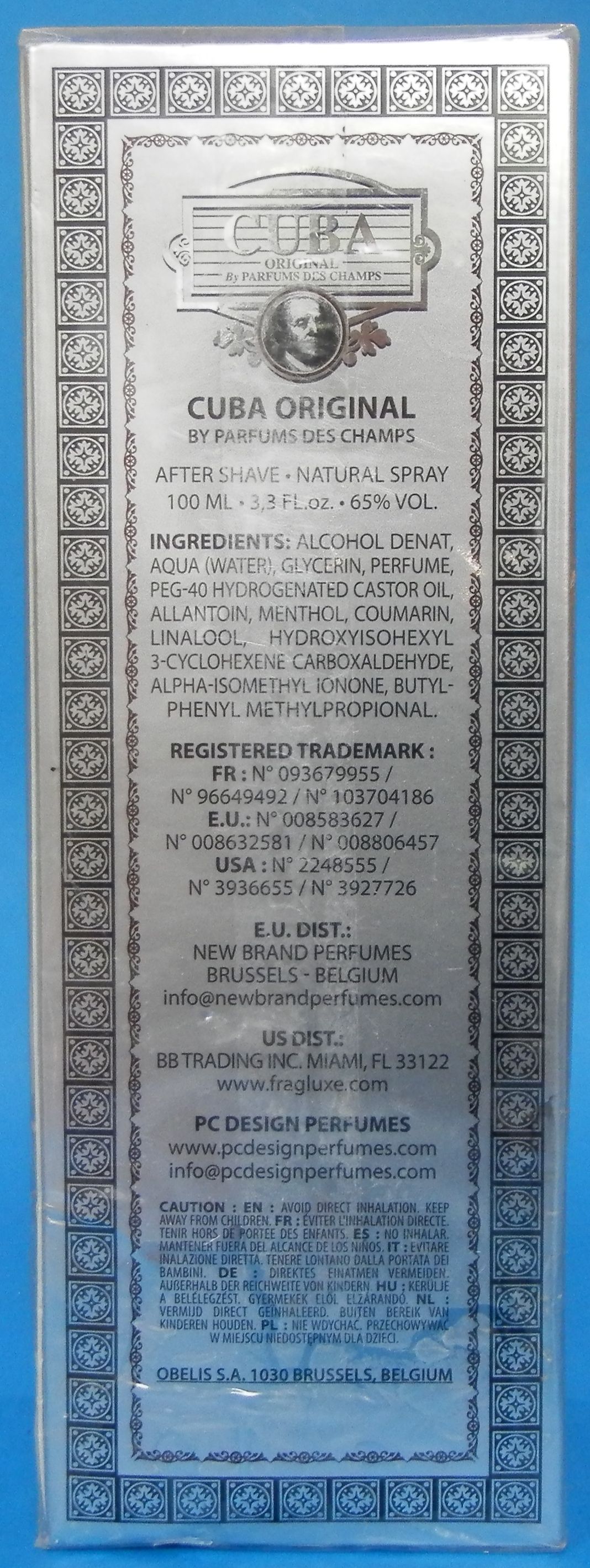 Official image of Aftershave ; Obelis ; CUBA ORIGINAL published by OECD 2