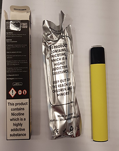 Official image of Disposable electronic cigarette ; Ultimate Bar 20 mg/ml ; Ultimate Bar published by OECD 2