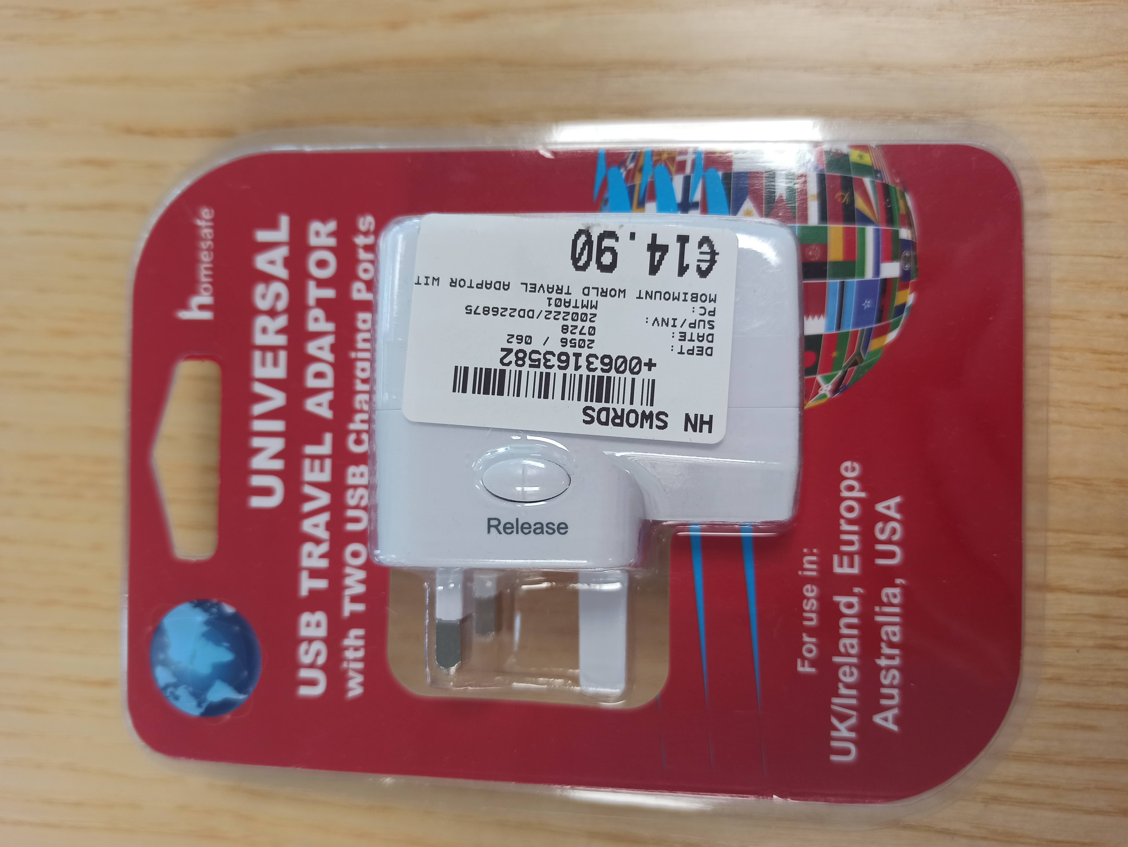 Official image of Travel adaptor ; homesafe ; Homesafe Universal USB Travel Adaptor published by OECD