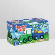 Official image of Toy tractor and trailer ; Tractor Ted ; Tractor Ted and Trailer Wooden Toy published by OECD 2