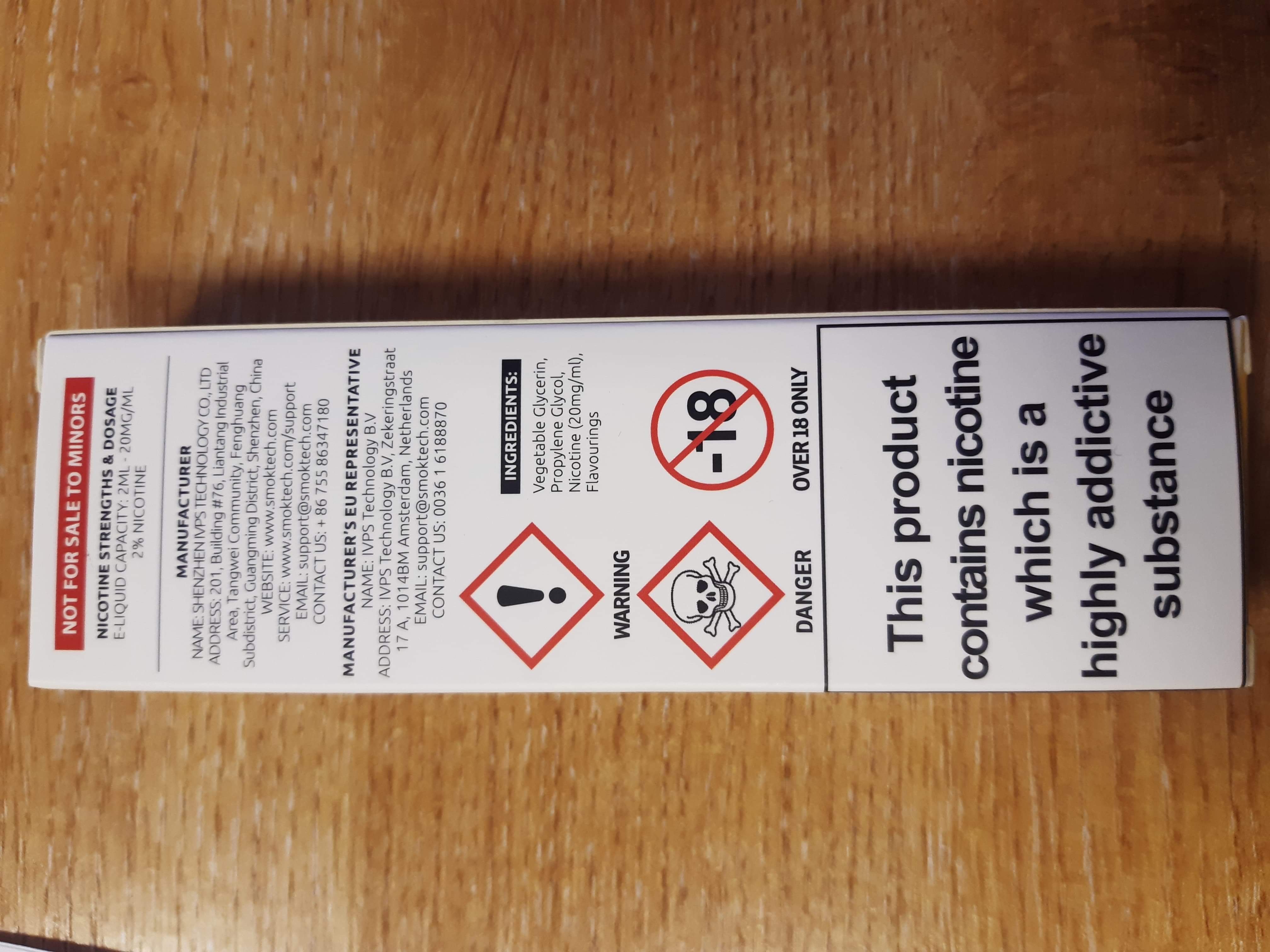Official image of Disposable electronic cigarette ; SMOK VVOW ; SMOK VVOW 20 mg/ml (2%) nicotine concentration published by OECD 2