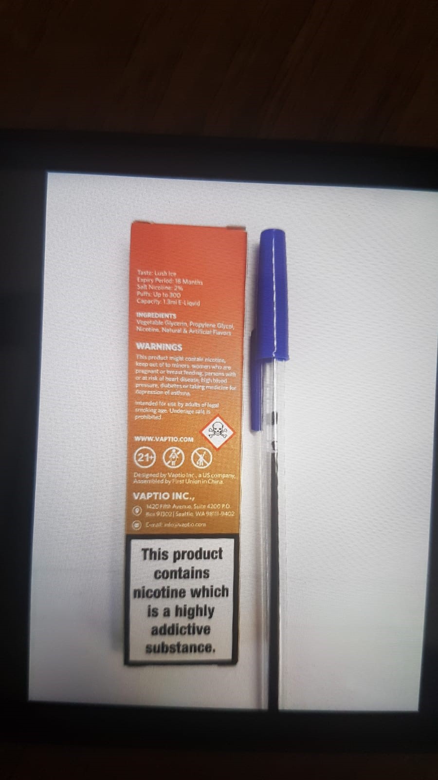 Official image of Single-use electronic cigarette ; Bar Beco ; Disposable Pod Device published by OECD