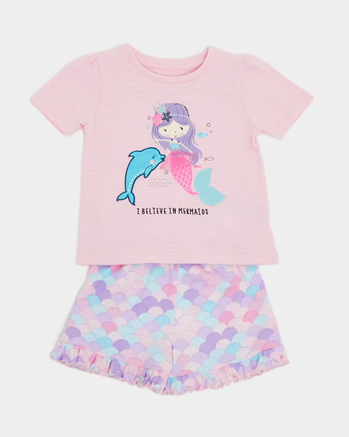 Official image of Children's pyjamas ; Dunnes Stores ; Mermaid, Digger, Dino and Unicorn Short-Sleeved Pyjama Set published by OECD 2