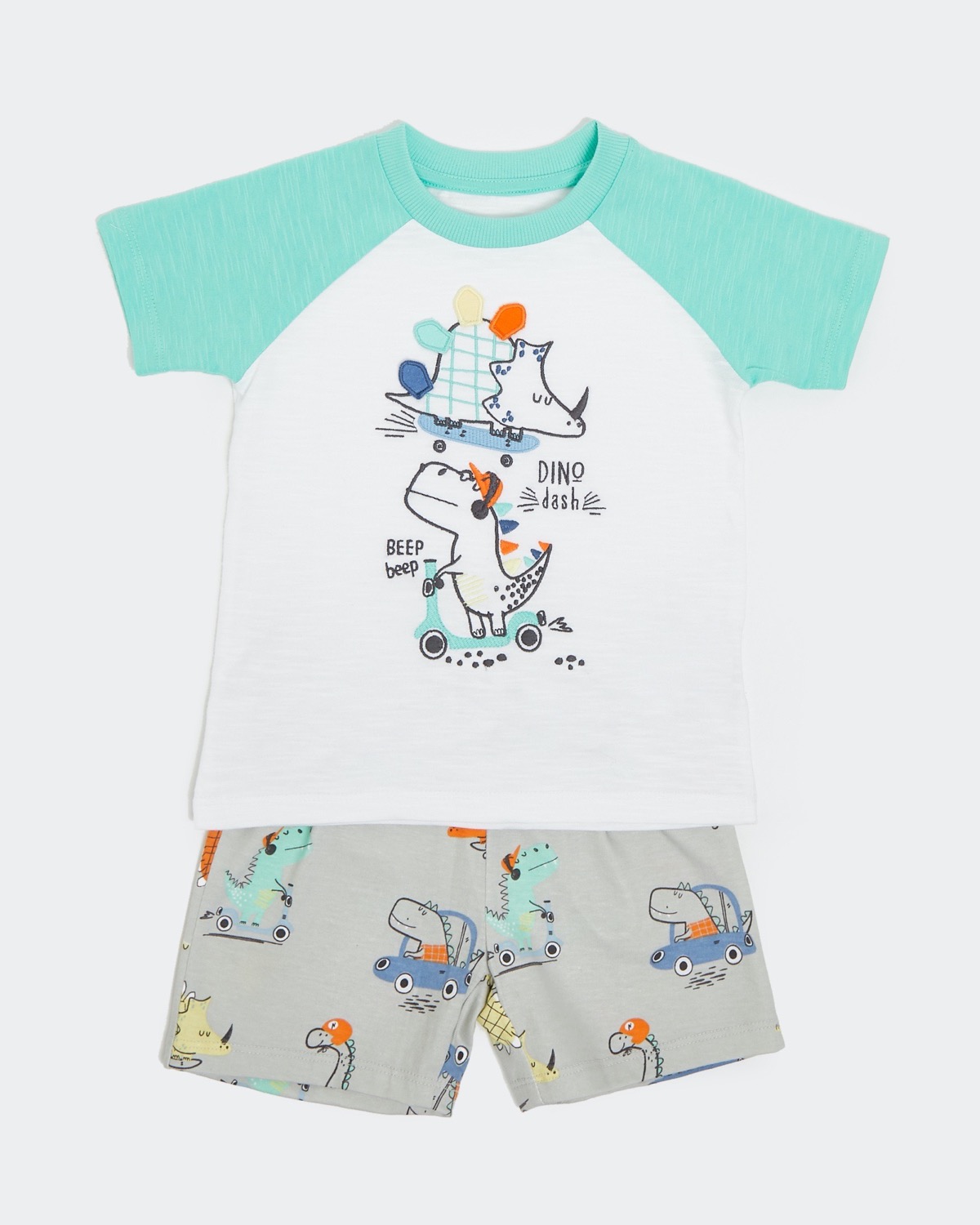 Official image of Children's pyjamas ; Dunnes Stores ; Mermaid, Digger, Dino and Unicorn Short-Sleeved Pyjama Set published by OECD 3