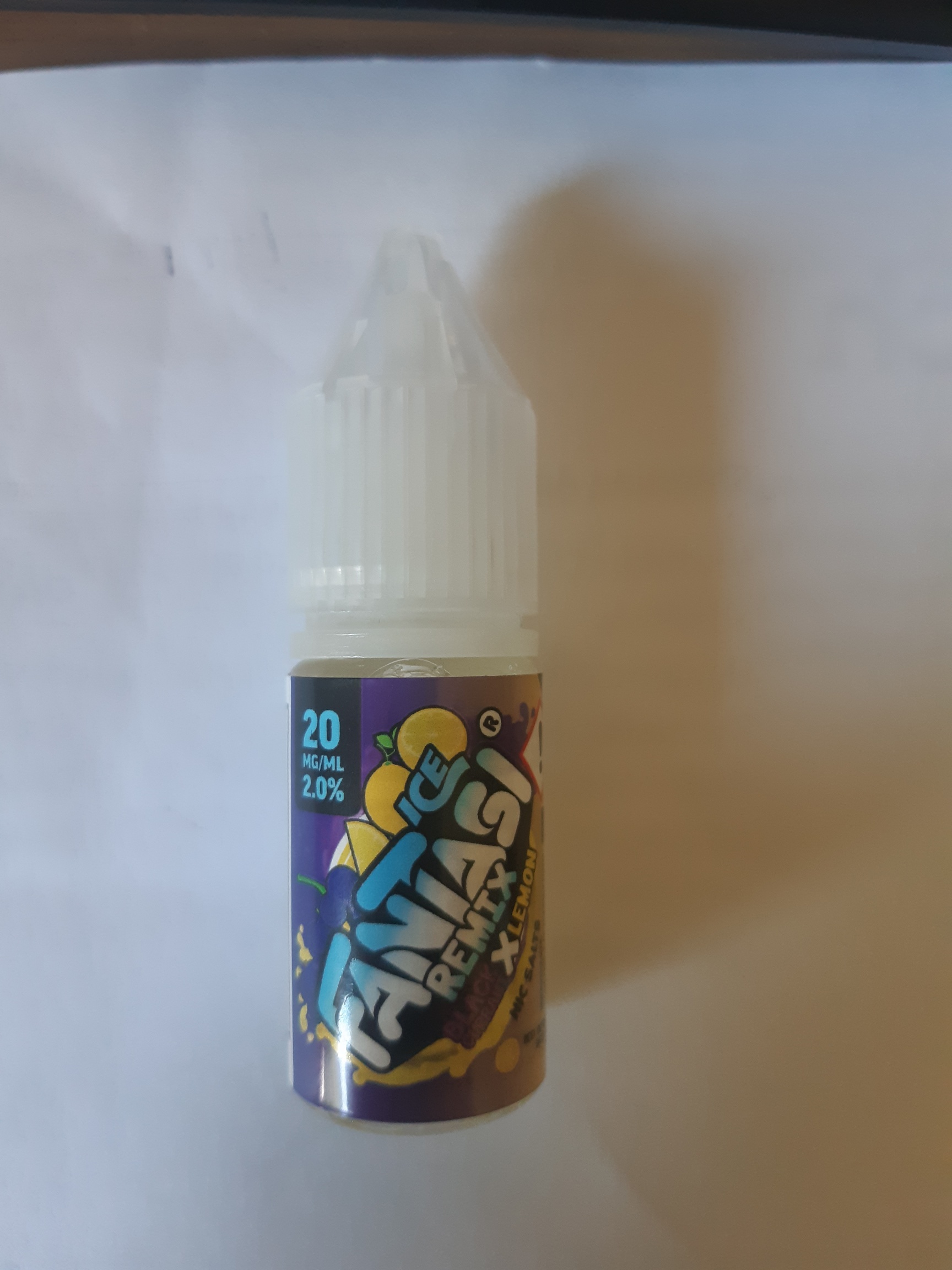 Official image of Liquid for e-cigarette in refill container ; Fantasi Ice ; Fantasi Ice Nic Salts 20mg/ml (2%) 10ml volume published by OECD 2