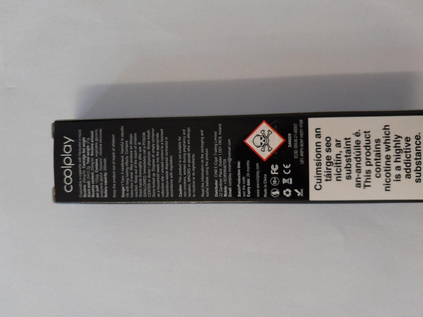 Official image of Disposable electronic cigarette ; Coolplay ; X15 published by OECD 2