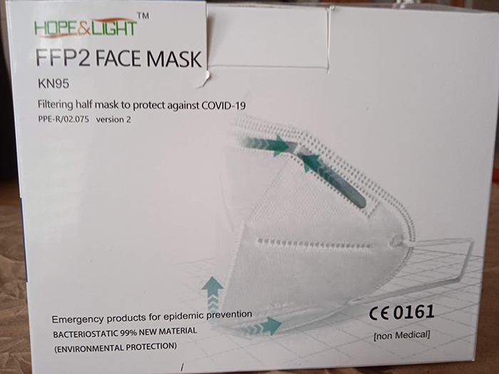 Official image of Particle filter mask ; Hope and Light TM ; FFP2 Face Mask KN95 published by OECD