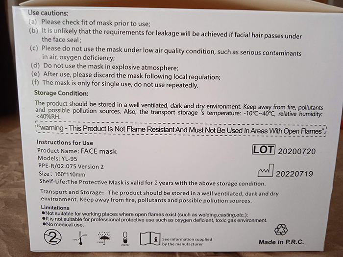 Official image of Particle filter mask ; Hope and Light TM ; FFP2 Face Mask KN95 published by OECD 5