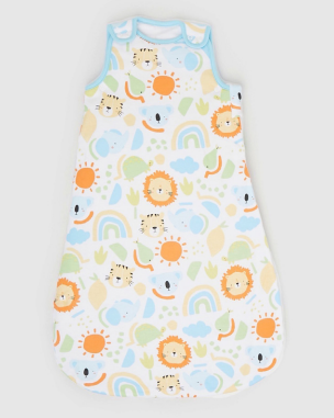 Official image of Baby sleeping bag ; Dunnes Stores ; 2.5 Tog Floral/Animal Grow Bag and 1.5 Tog Grow Bag. Product sold online. published by OECD 2