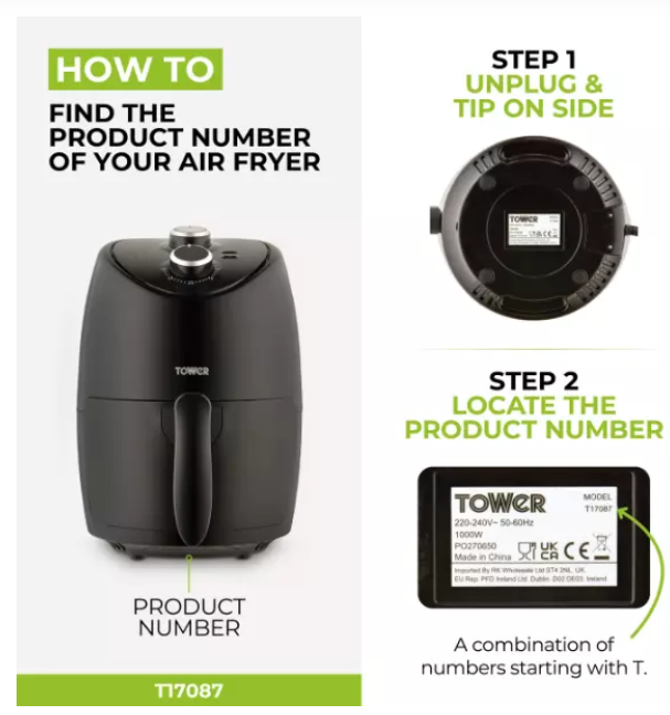Official image of Air fryer ; Tower ; Vortx 2 Litre Air Fryer - Manual published by OECD 2