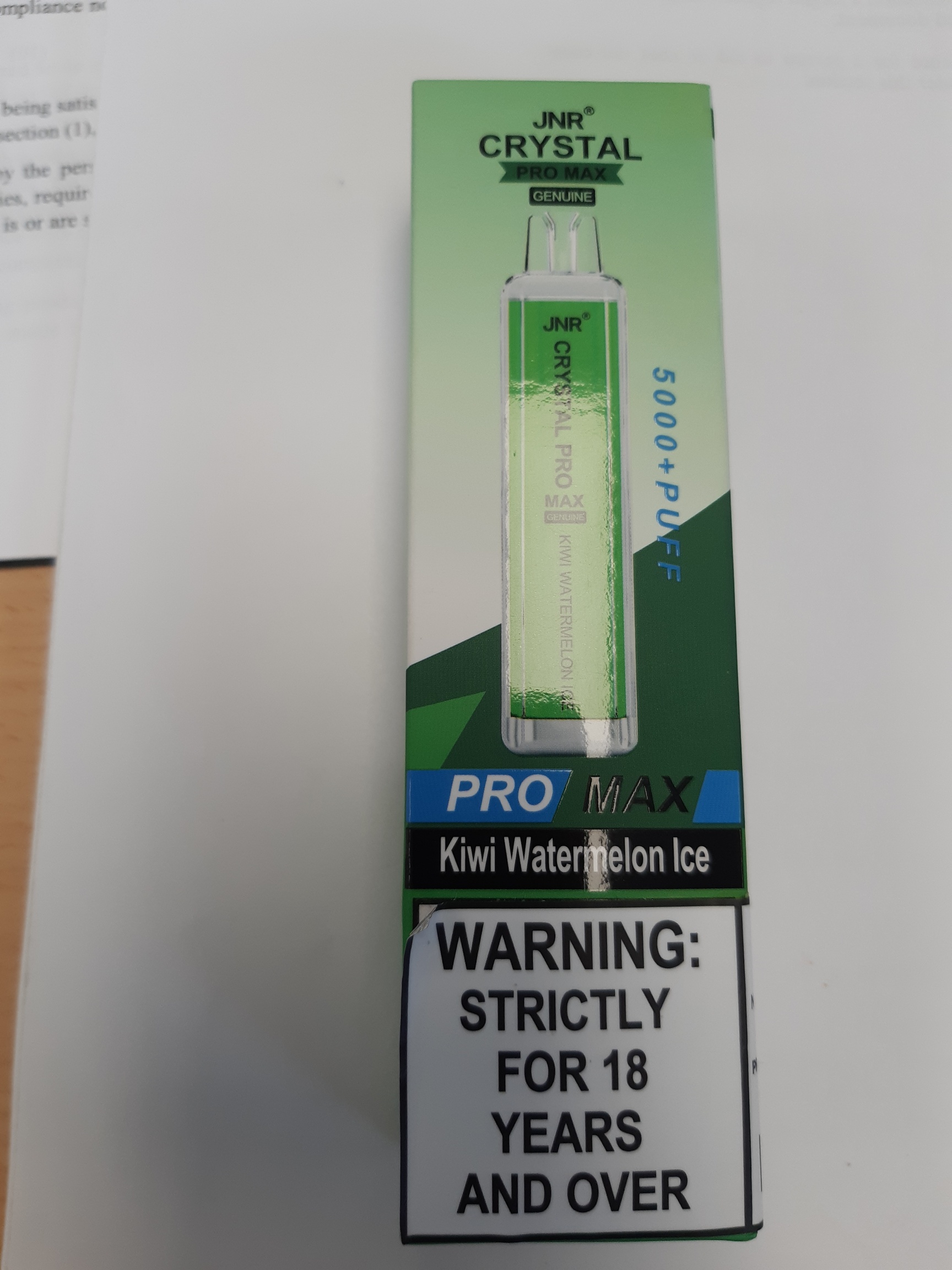 Official image of Disposable electronic cigarette ; Unknown ; JNR Crystal Pro Max 5000+ puff published by OECD