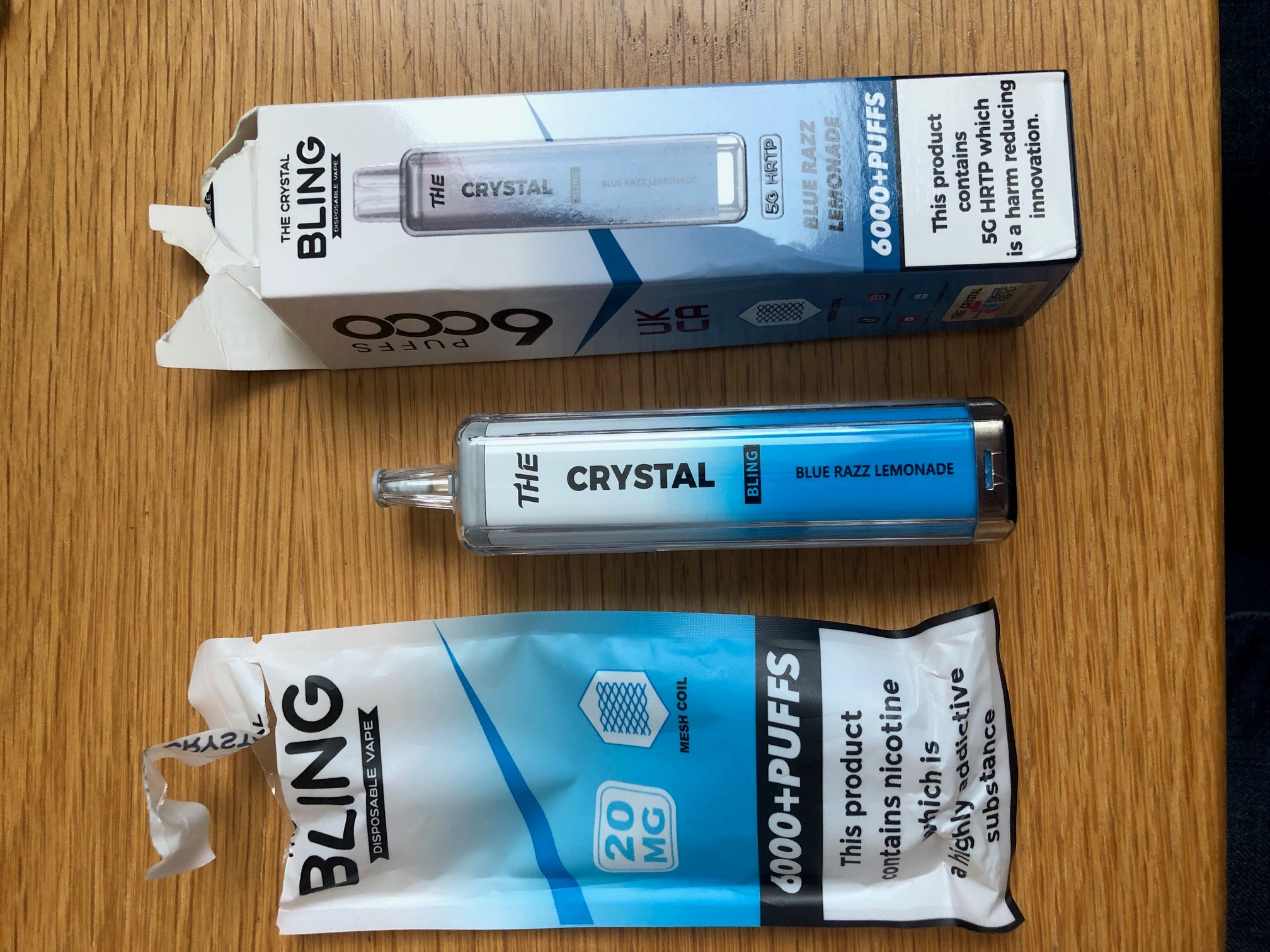 Official image of Disposable electronic cigarette ; 5G HRTP ; The Crystal Bling 6000+ puffs published by OECD