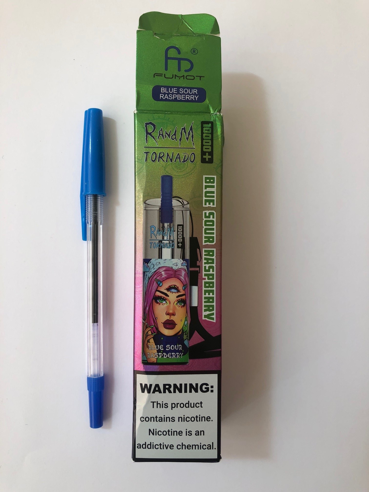 Official image of Disposable electronic cigarette ; FUMOT® ; RandM Tornado 10000 published by OECD 2