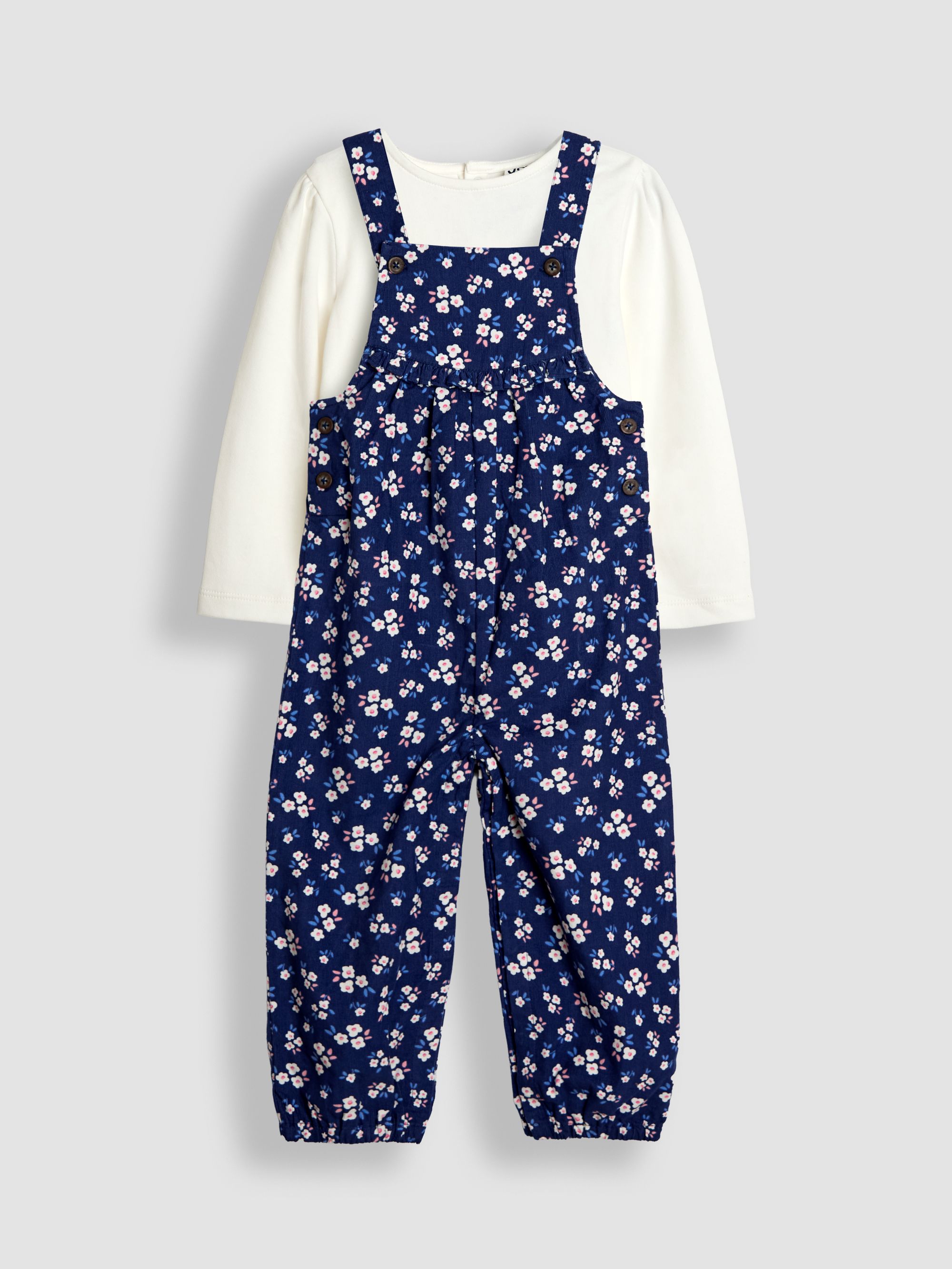 Official image of Children's clothing set ; Jojo Maman Bébé ; Floral Cord Dungarees And Top Set published by OECD