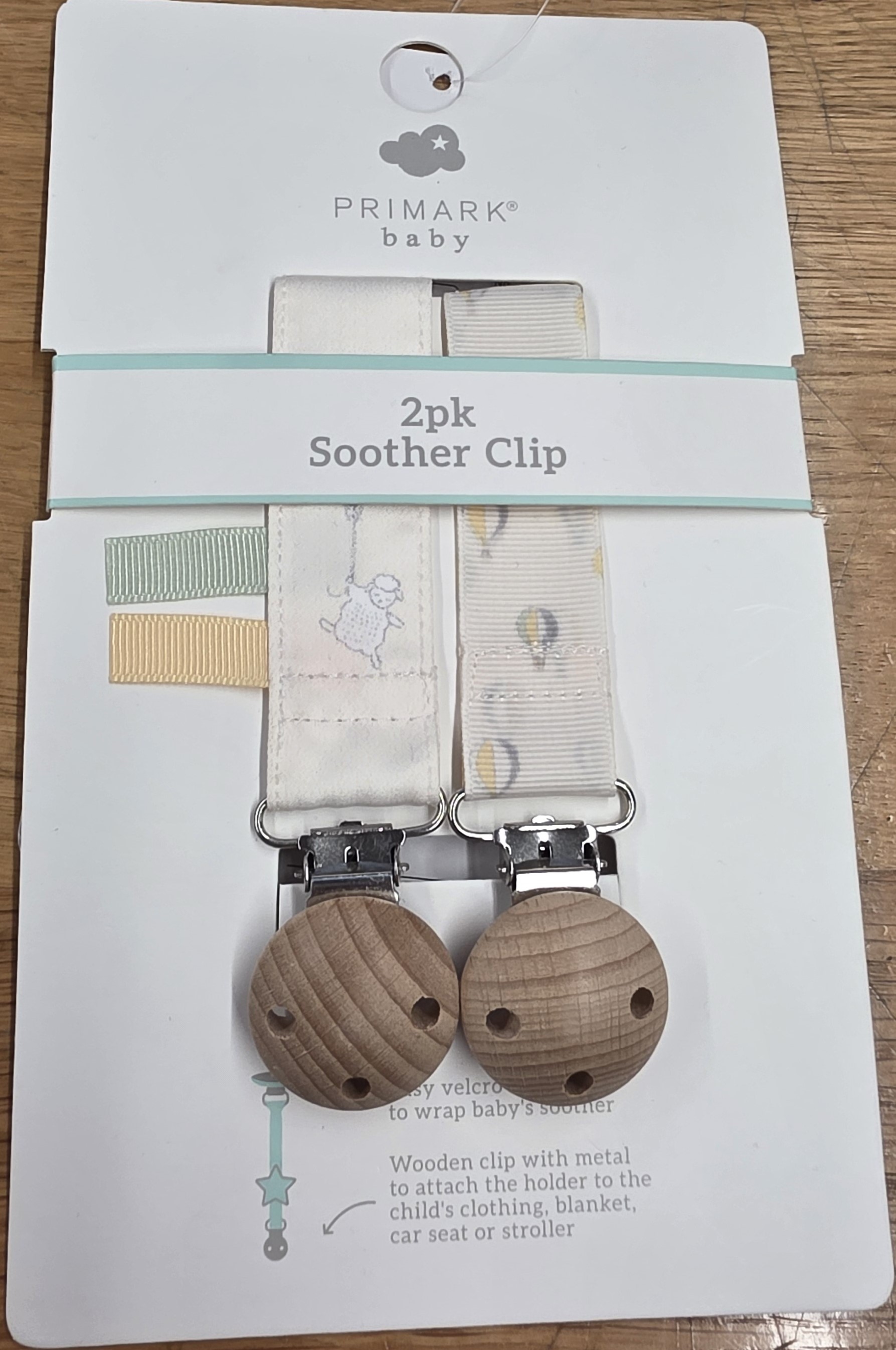 Official image of Soother holder ; Primark ; 2pk Balloon Soother Clip published by OECD