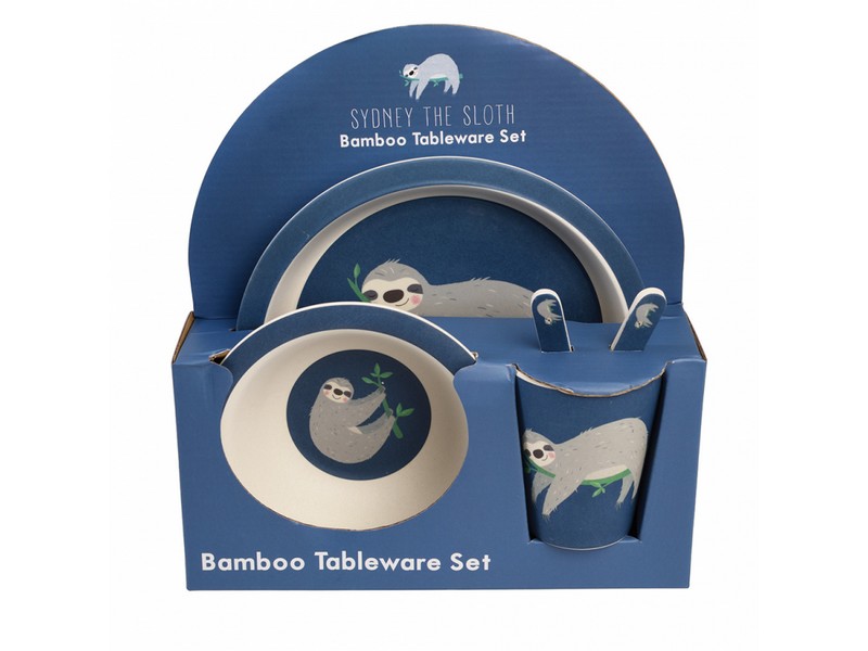 Official image of Sydney the sloth - Bamboo tableware set published by OECD