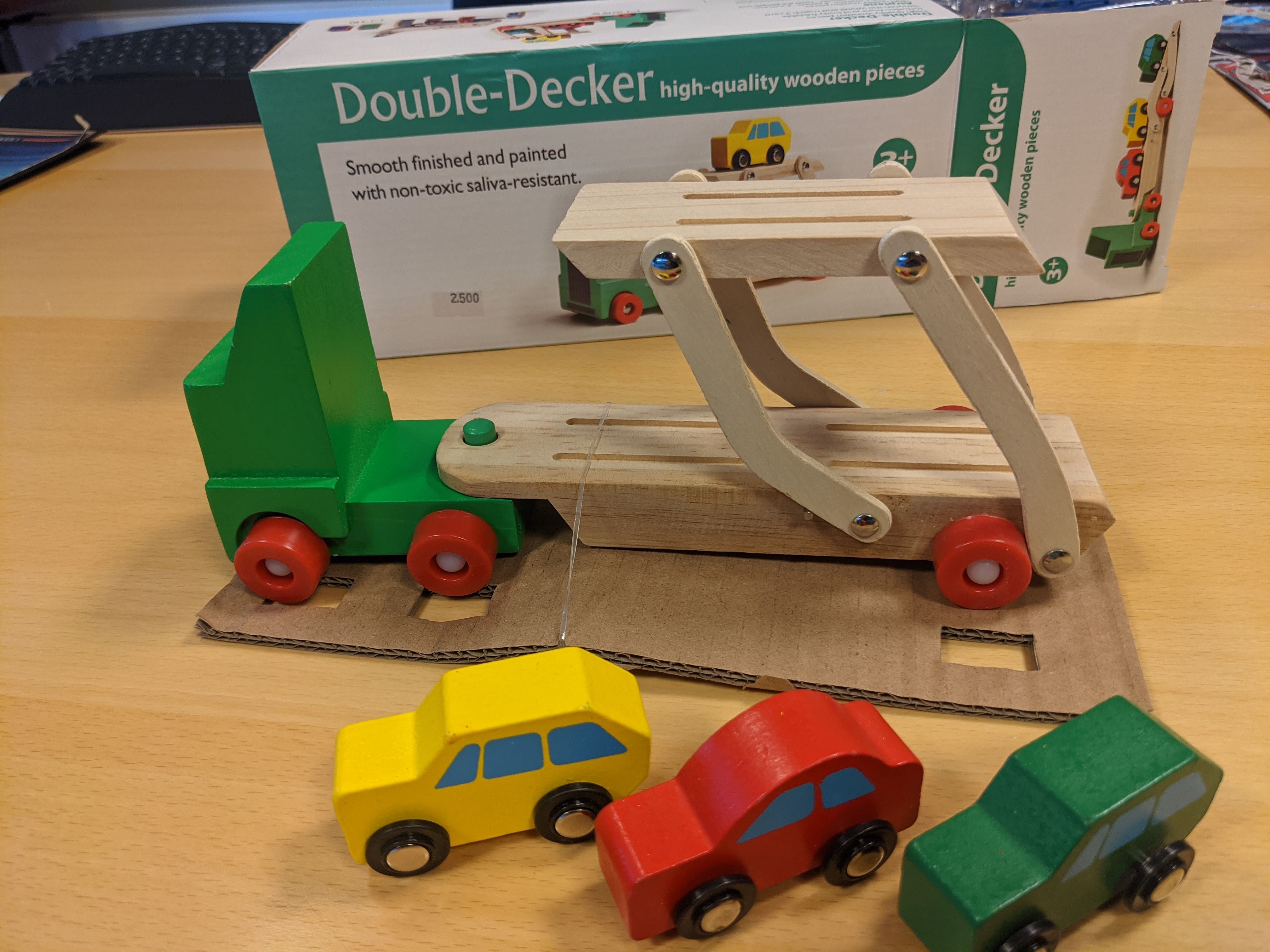 Official image of Wooden toy car ; Unknown ; Double Decker published by OECD 4