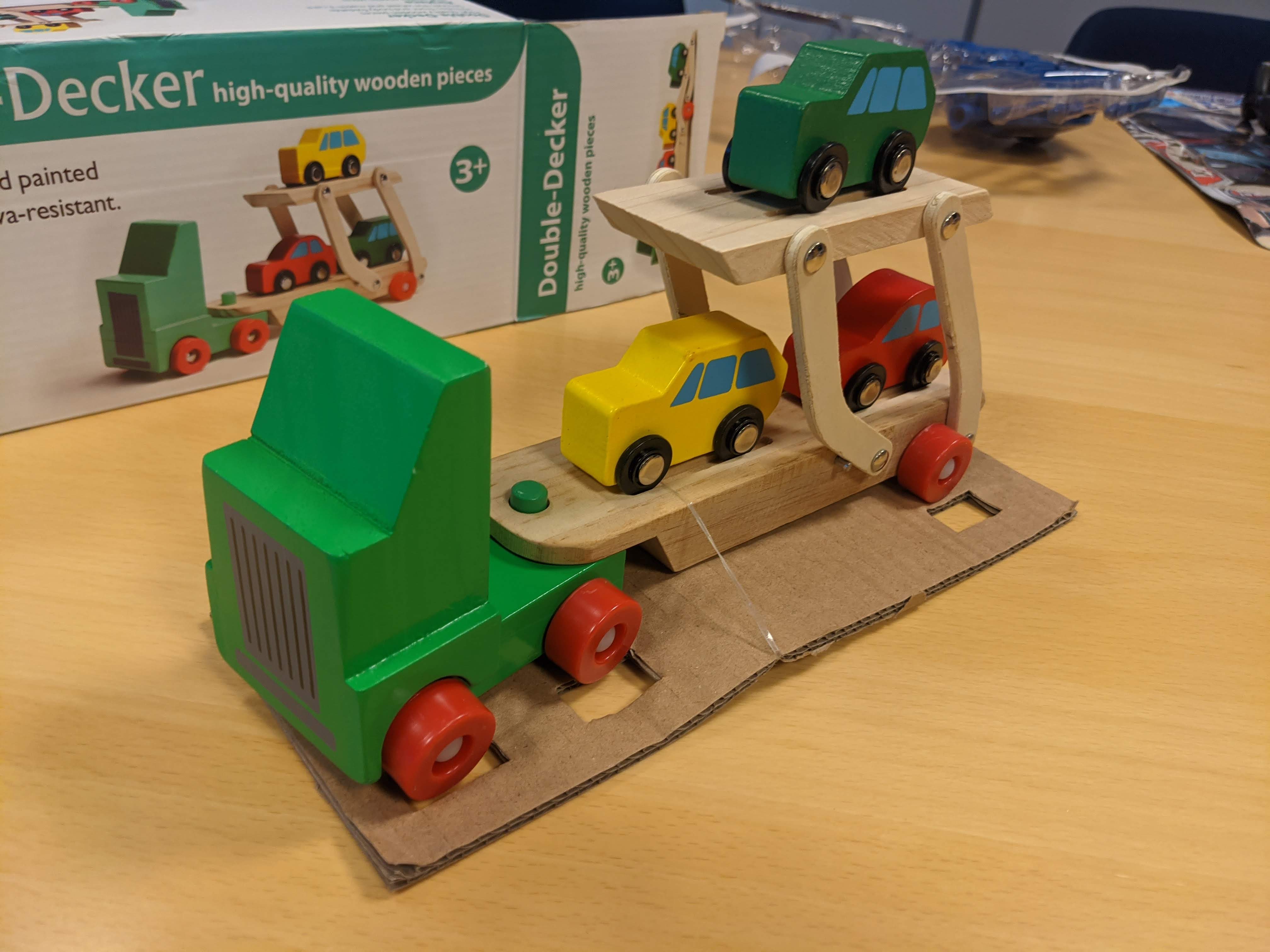 Official image of Wooden toy car ; Unknown ; Double Decker published by OECD 5
