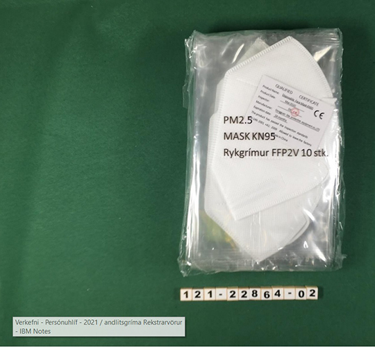 Official image of Particle filter mask ; Unknown ; Rykgrímur FFP2V 10 stk published by OECD