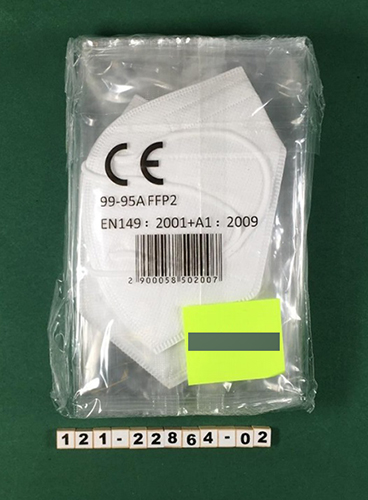 Official image of Particle filter mask ; Unknown ; Rykgrímur FFP2V 10 stk published by OECD 2