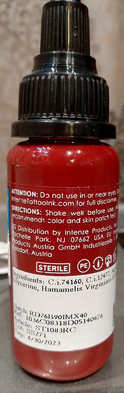 Official image of Tattoo ink ; INTENZE ; RED CHERRY published by OECD 2