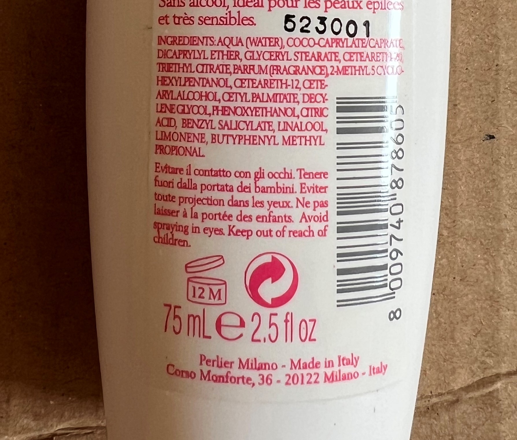 Official image of Deodorant spray ; Perlier ; Fiori d'Arancio published by OECD 2
