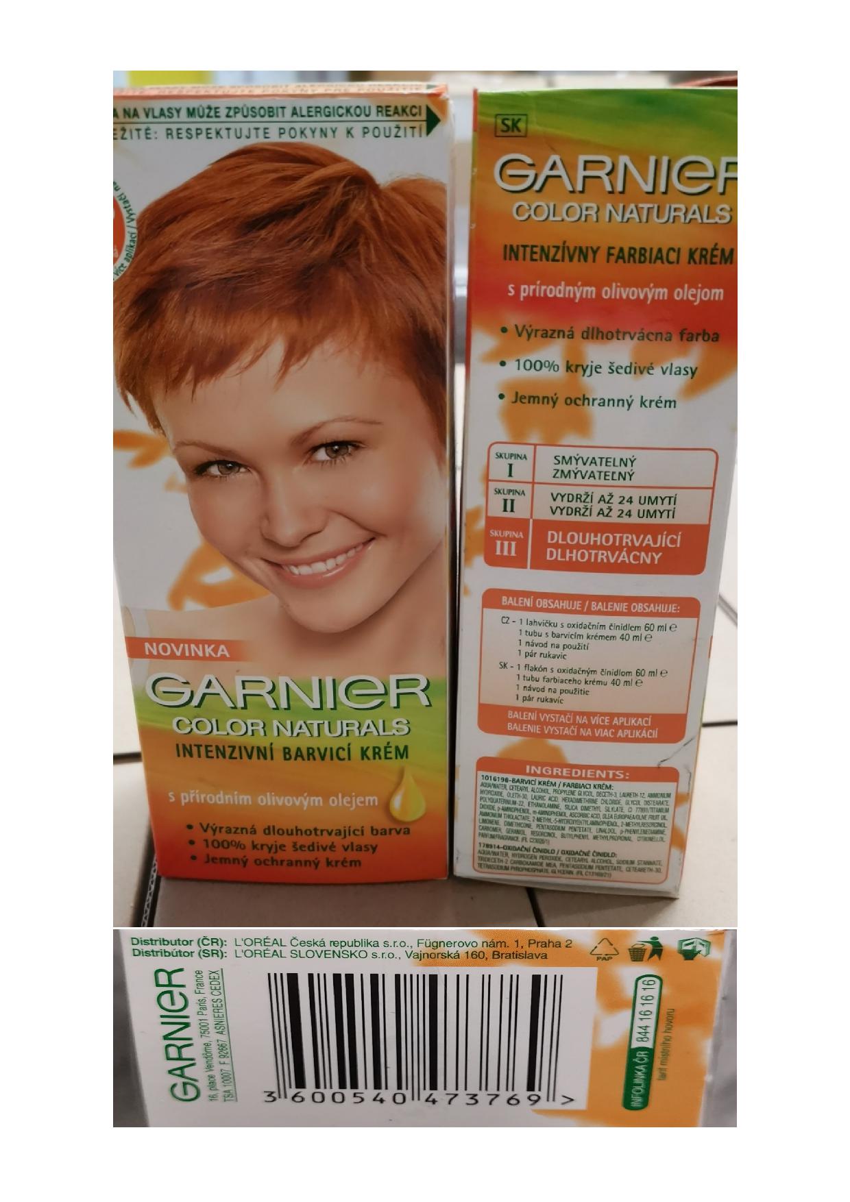 Official image of Hair dye ; Garnier ; Garnier colore naturale published by OECD