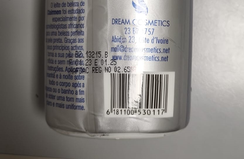 Official image of Skin lightening cream ; Dream Cosmetics ; Clairmen published by OECD 3