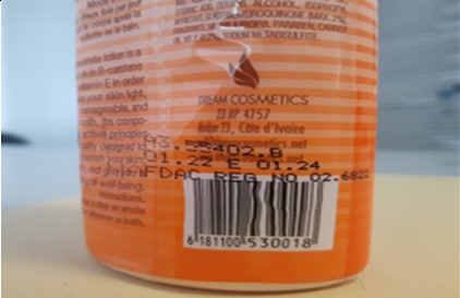 Official image of Skin-lightening cream ; Dream Cosmetics ; Caro White published by OECD 2
