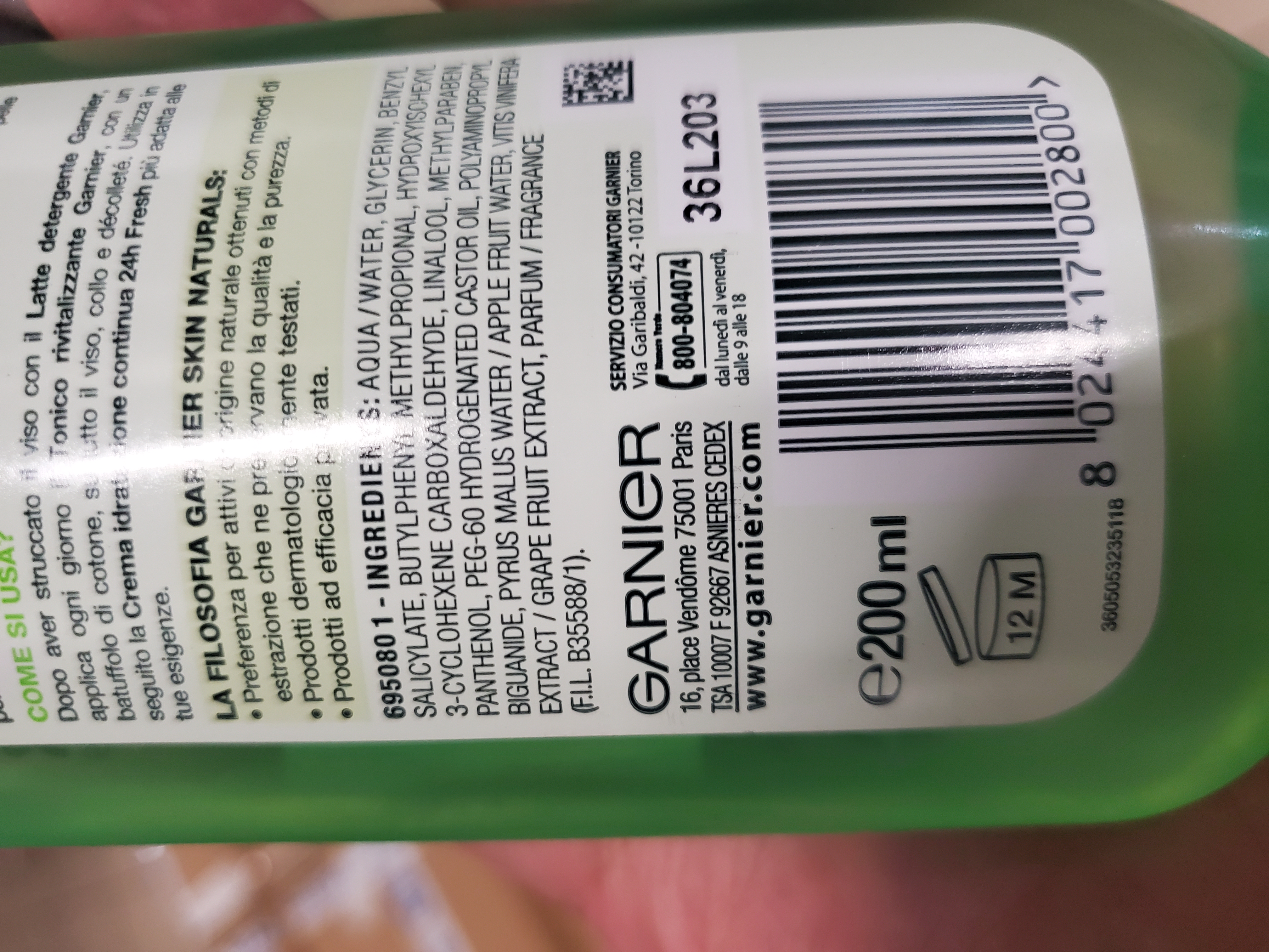 Official image of Facial toner ; Garnier ; Fresh published by OECD 3