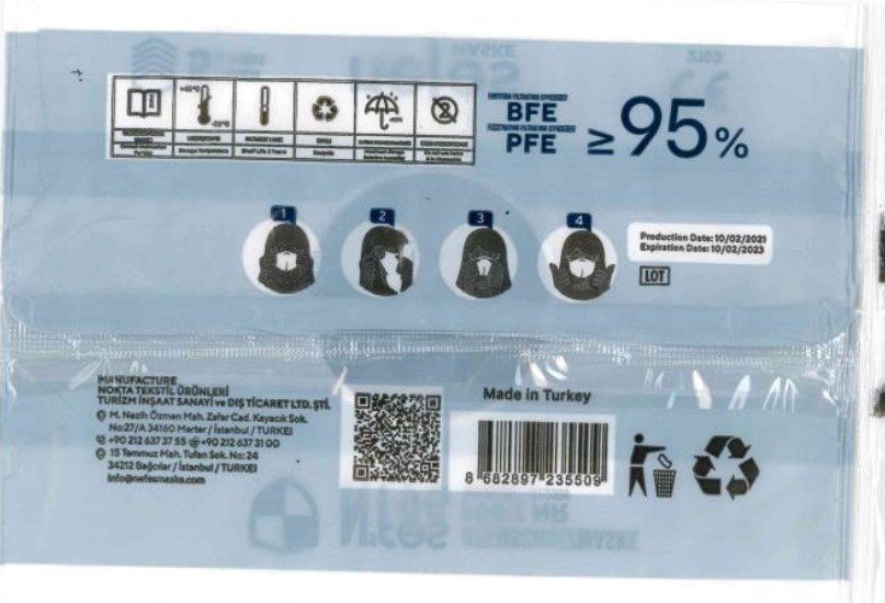 Official image of Particle filter mask ; nefes MASKE ; N'fes 95 ATEMSCHUTZMASKE published by OECD 2