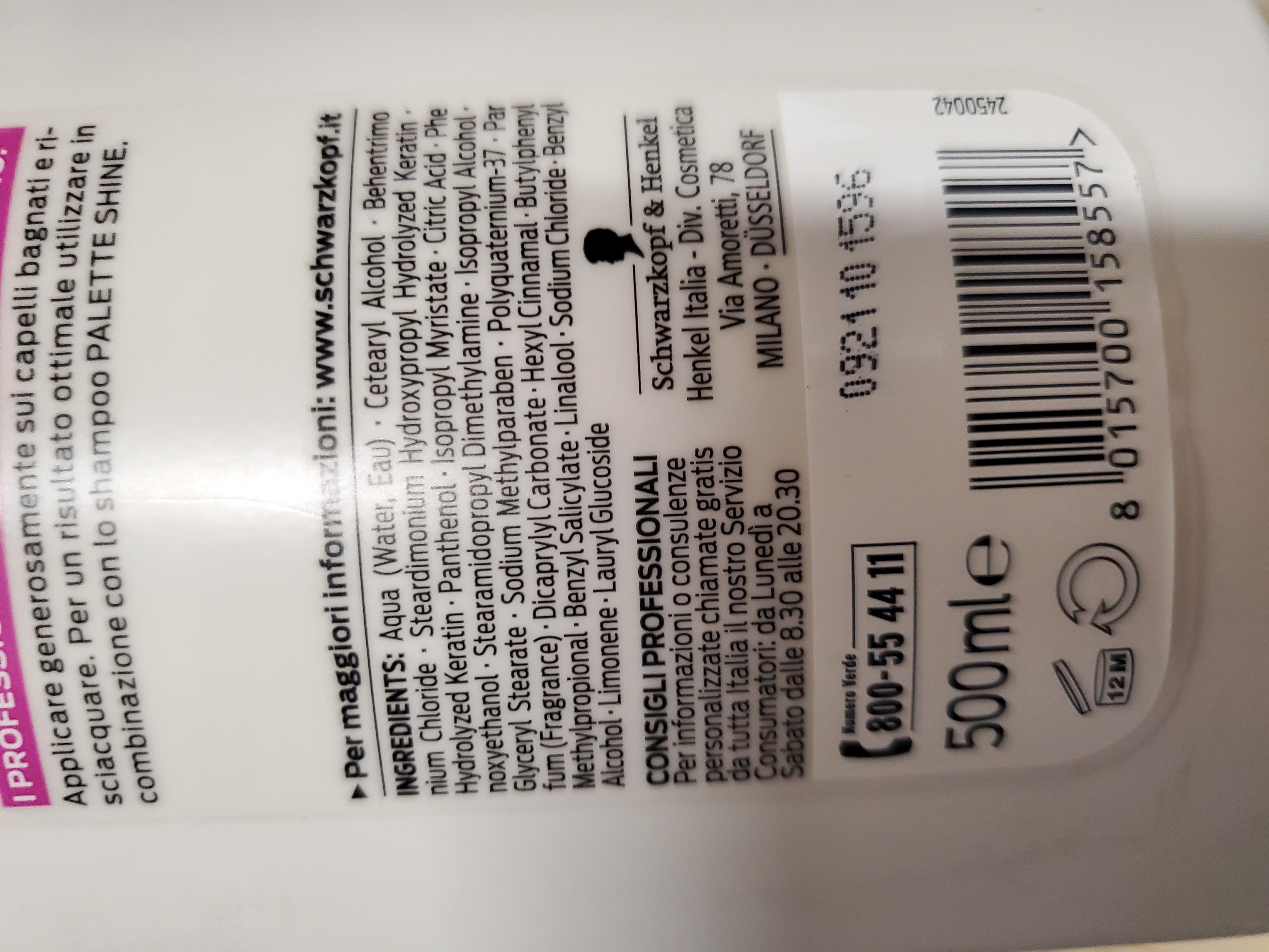 Official image of Hair conditioner ; Schwarzkopf ; Palette shine published by OECD 2