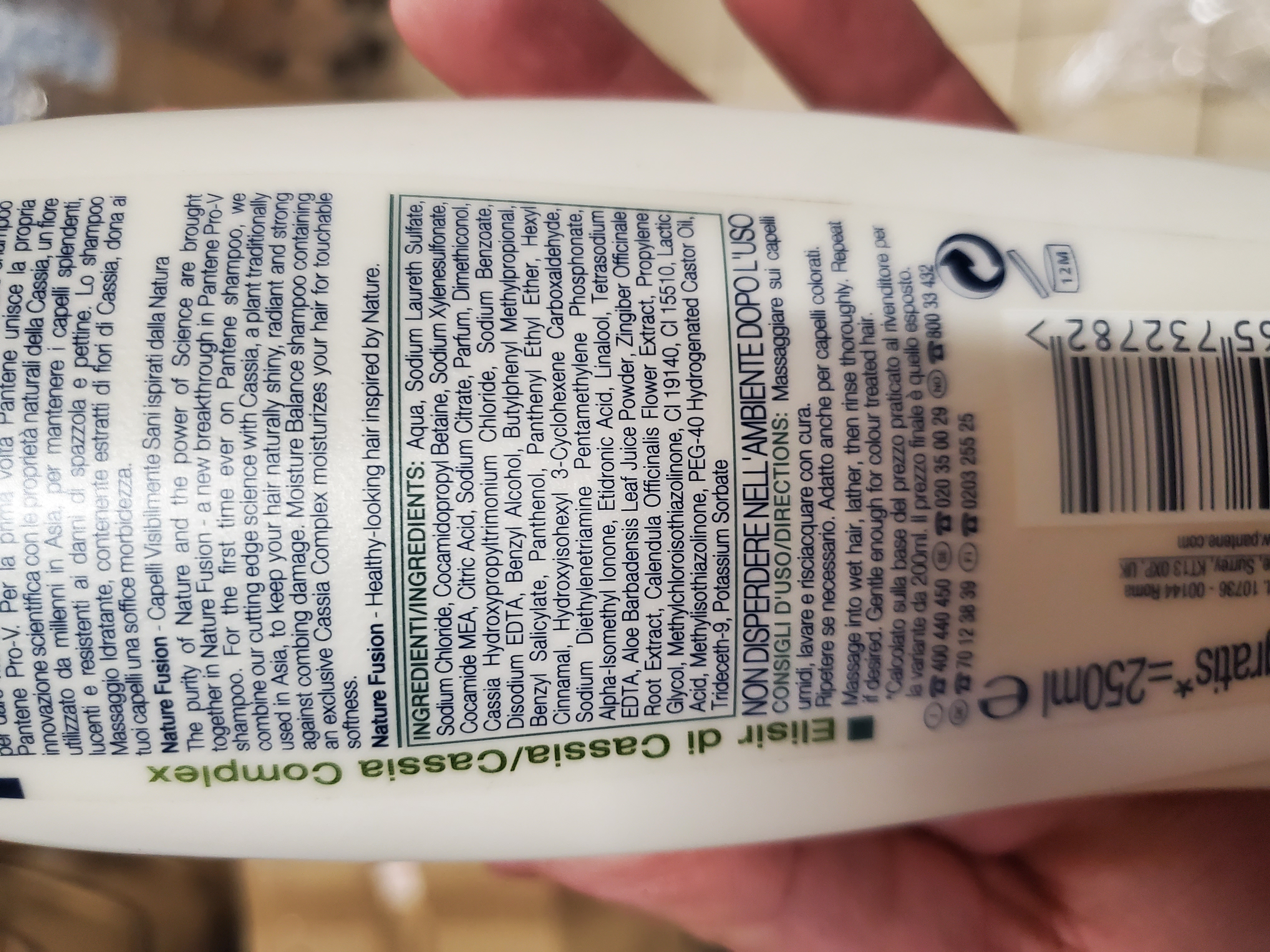 Official image of Shampoo ; PANTENE ; Nature fusion massaggio idratante published by OECD 3
