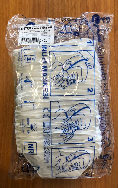 Official image of Particle filter mask ; ERA MASKE - BASARAN ; Disposable Flat Fold Respirator published by OECD