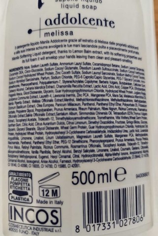 Official image of Liquid soap ; Manila ; Addolcente melissa published by OECD 2