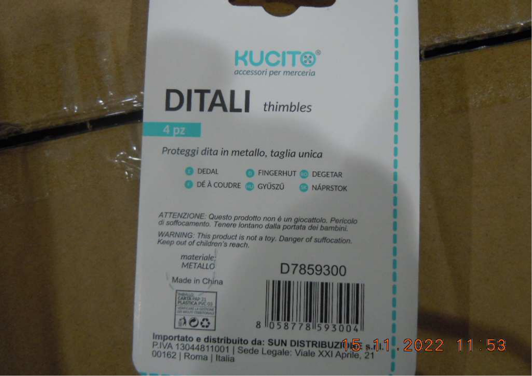 Official image of Sewing thimble ; KUCITO DITALI ; KUCITO DITALI published by OECD 2