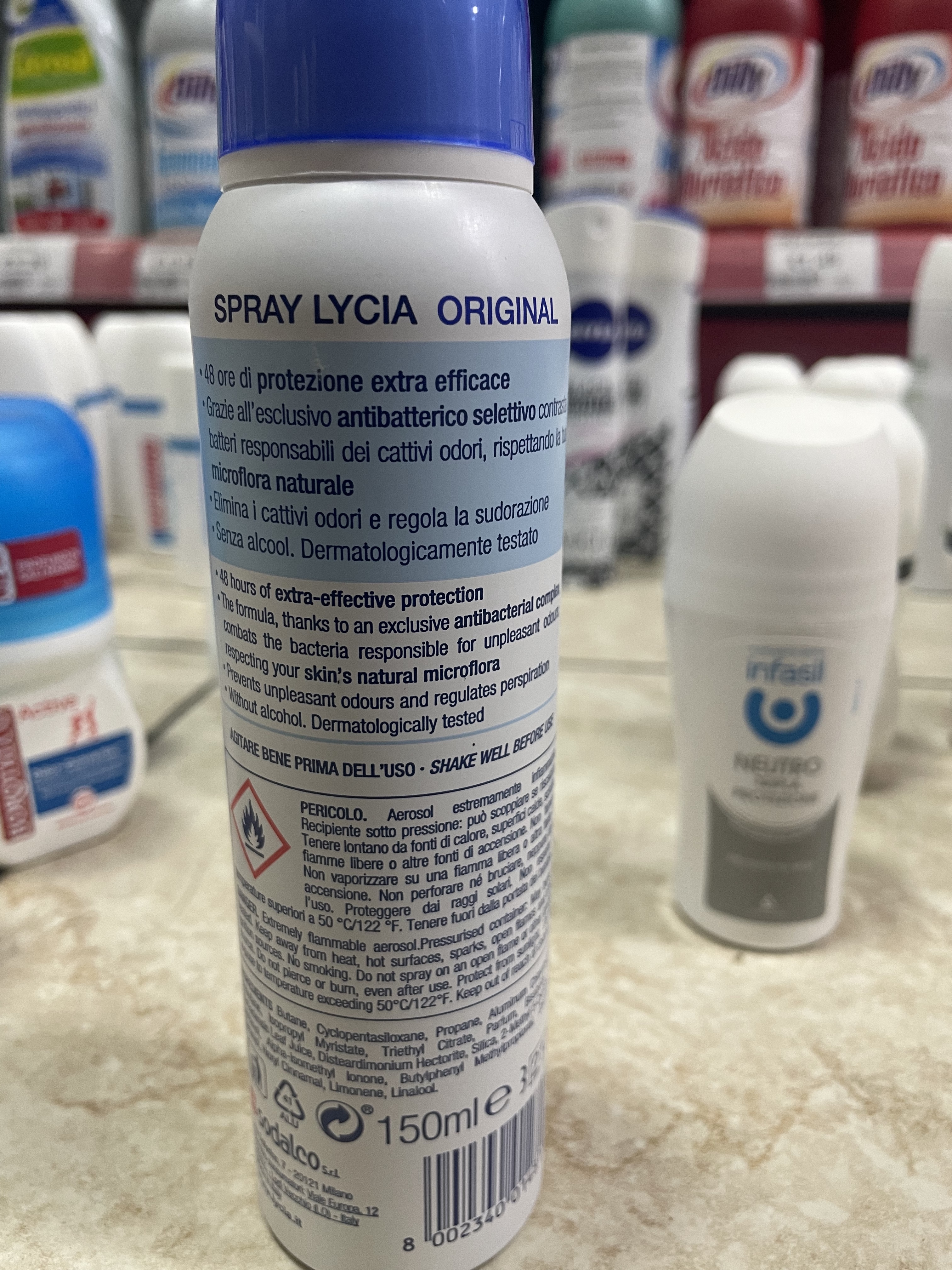 Official image of Deodorant spray ; LYCIA ; deodorante original efficacia garantita published by OECD 2