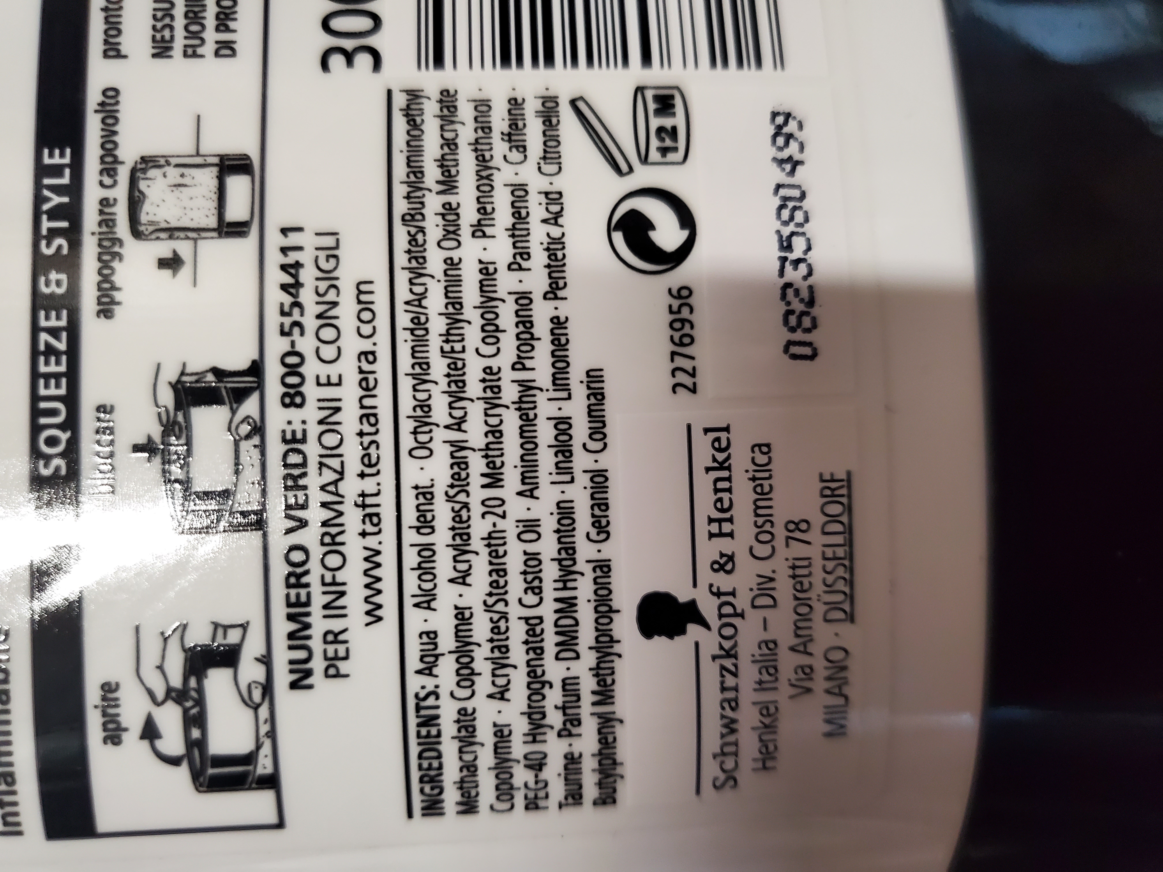 Official image of Hair gel ; TESTANERA ; Taft carbon force published by OECD 2