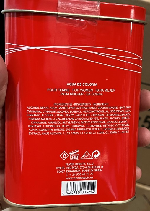 Official image of Eau de toilette ; Yuven Beauty ; Eau de toilette pour femme 100 - 108 -115 -118 - 119 published by OECD 2