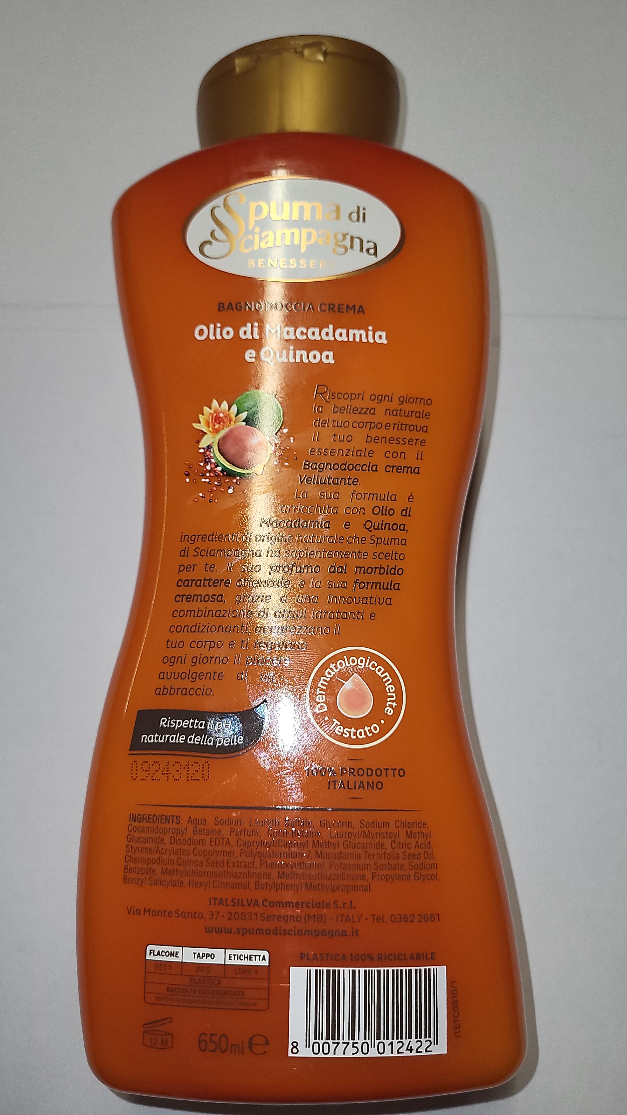 Official image of Bath and shower cream ; SPUMA DI SCIAMPAGNA ; Vellutante Olio di Macadamia e Quinoa - Rigenerante Ametista e Orchidea published by OECD 3