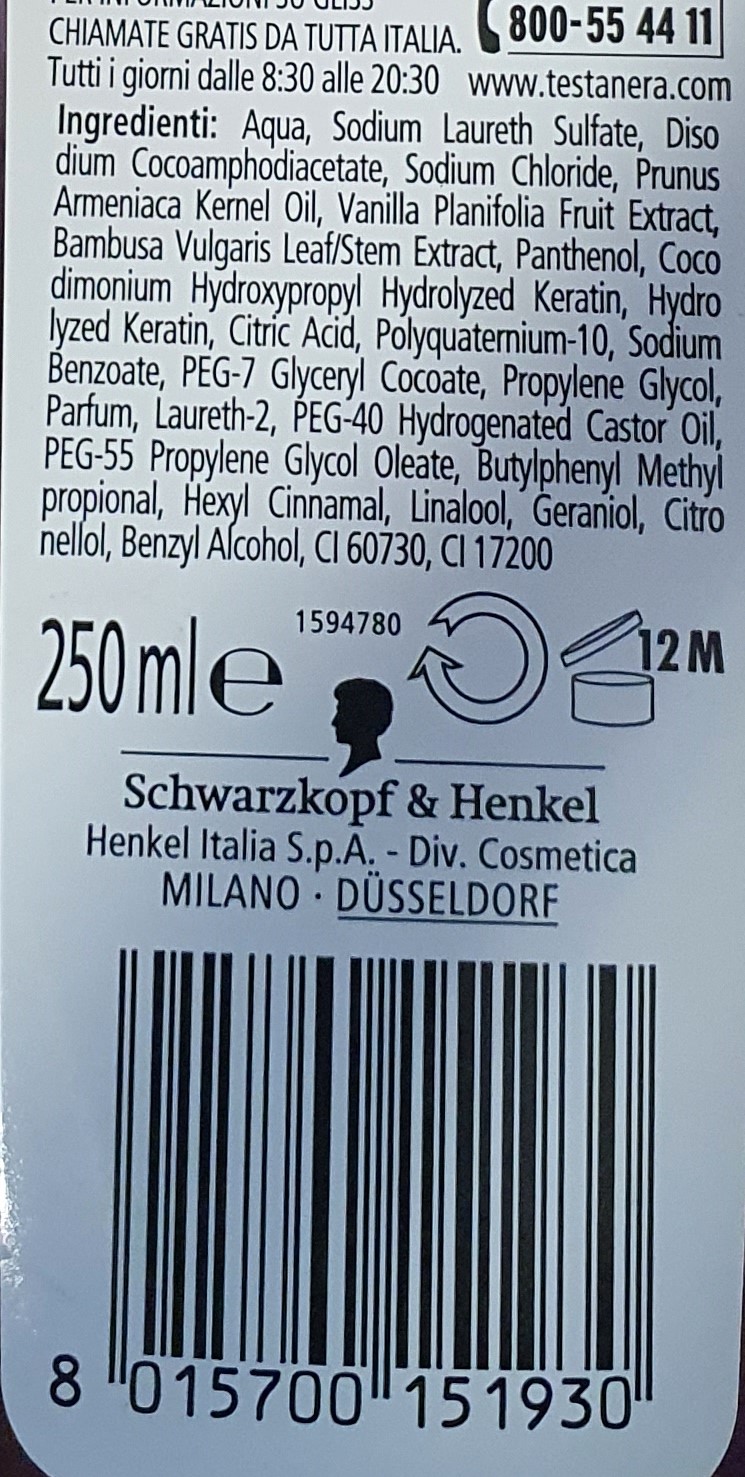 Official image of Shampoo ; TESTANERA ; Gliss Hair repair con Keratina liquida published by OECD